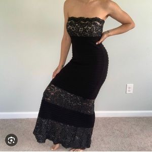 Calvin Klein strapless black gown